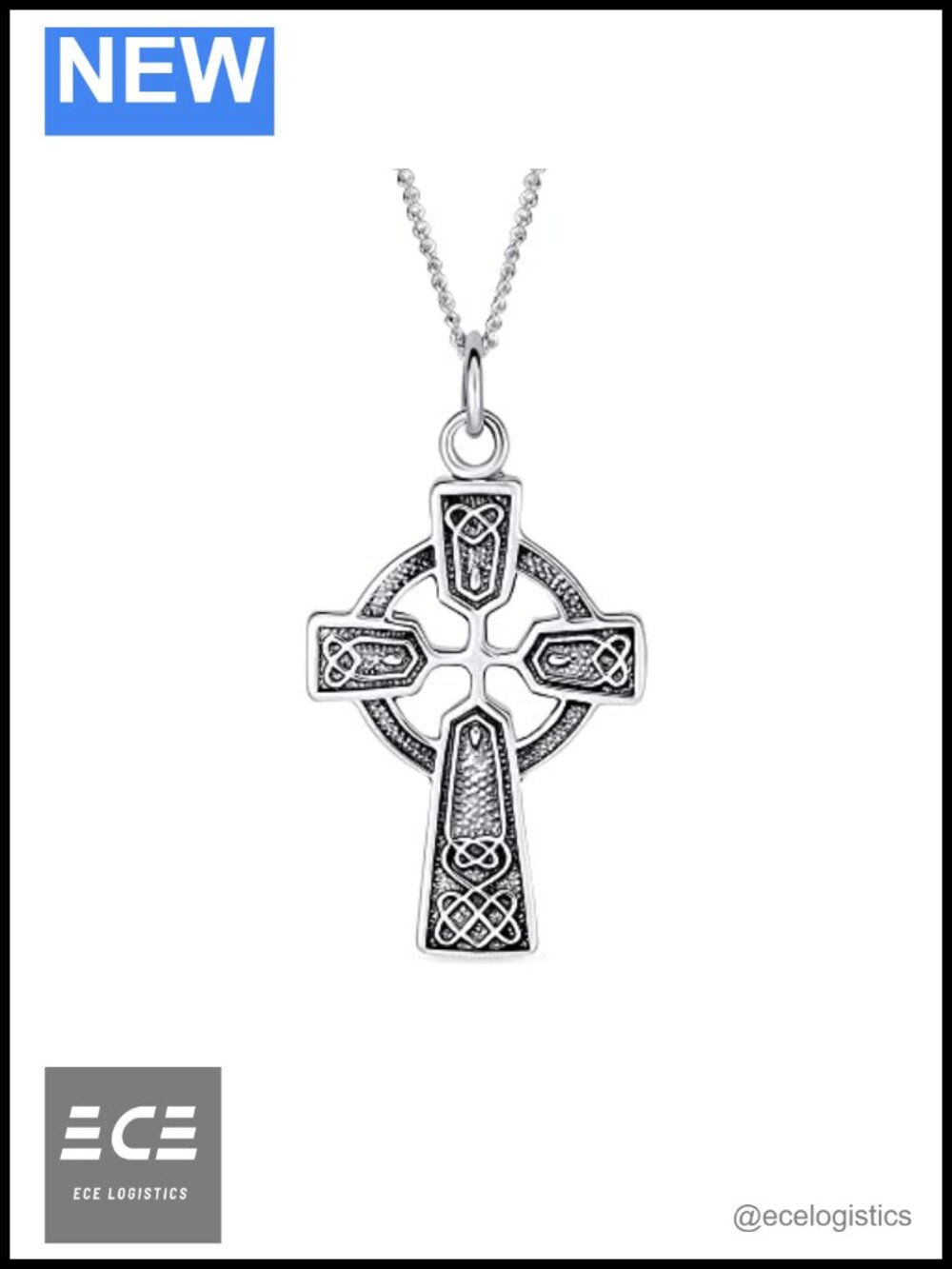 Celtic Knot Infinity Trinity Cross Pendant Necklace .925 Sterling Silver